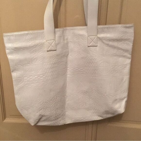 VTG Danieli Large White Geometric Tote Beach Bag - Picture 2 of 7